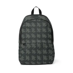 Vampire Art Grunge Houndstooth Black and Charcoal Fabric Backpack