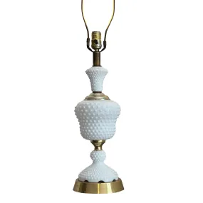 Vintage 21-in White Milk Glass Hobnail Tall Table Lamp