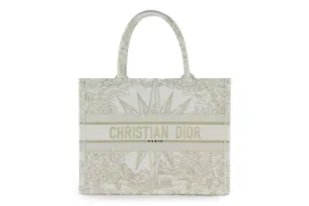 White/Gold Embroidered Medium Book Tote