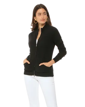 Women's Cashmere Zip Cardigan Black