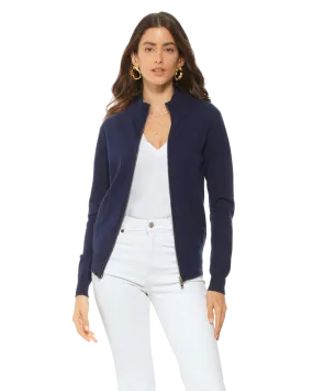 Women's Cashmere Zip Cardigan Blue