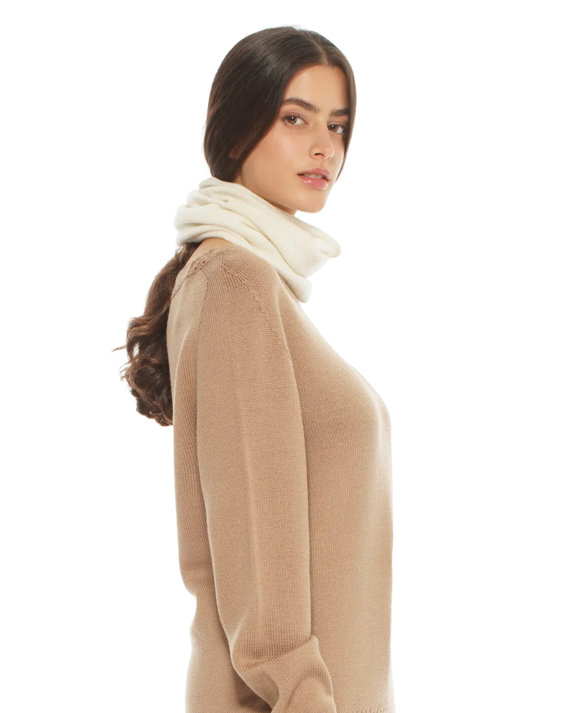 Women's Pure Cashmere Collar Scarf Milk White