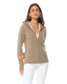 Women's Pure Cashmere Hoodie Sweater Taupe