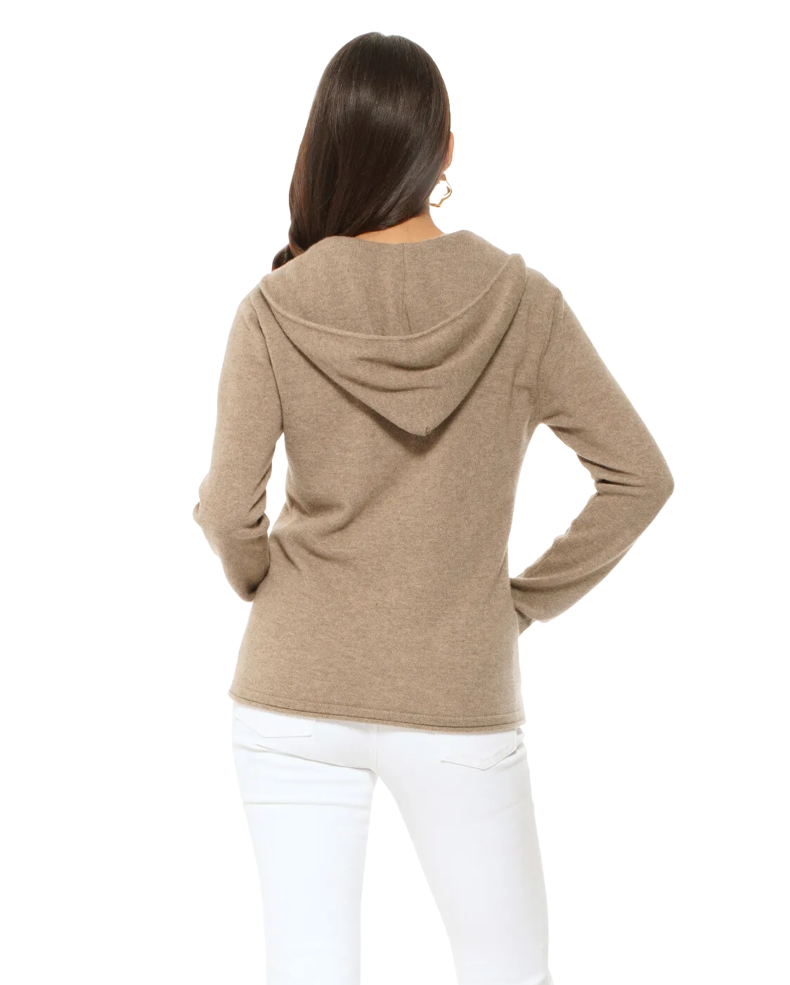 Women's Pure Cashmere Hoodie Sweater Taupe