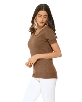 Women's Pure Cashmere T-Shirt Brown