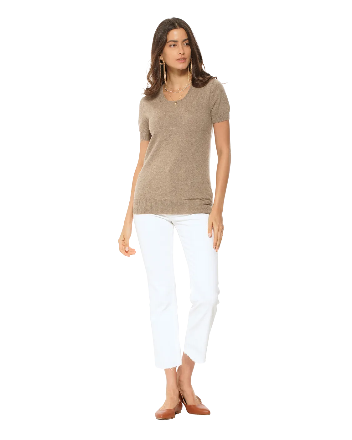 Women's Pure Cashmere T-Shirt Camel