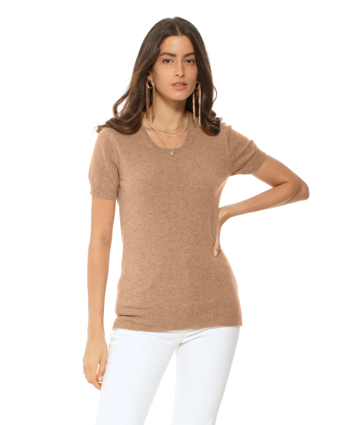 Women's Pure Cashmere T-Shirt Camel