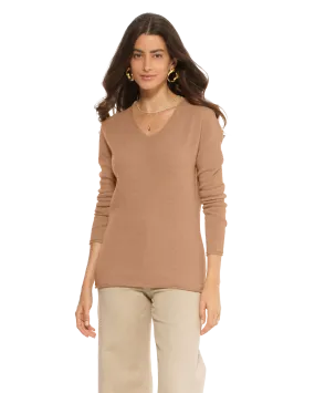 Women's Ultra-Light Cashmere V-Neck Sweater Camel