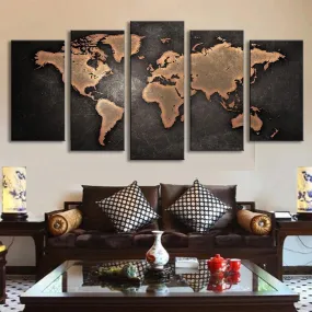 World Map in Black and Brown